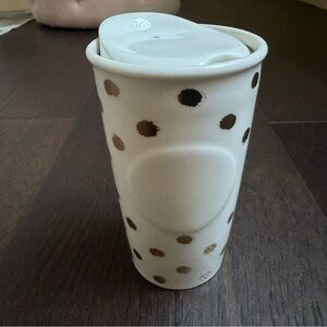Starbucks 2014 Holiday Gold Polka Dot While Ceramic Tumbler